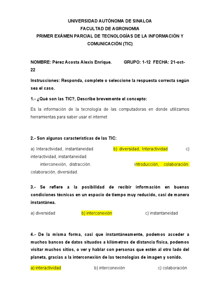 1er Parcial Tic 1 | PDF | Hardware de la computadora | Tecnología de ...