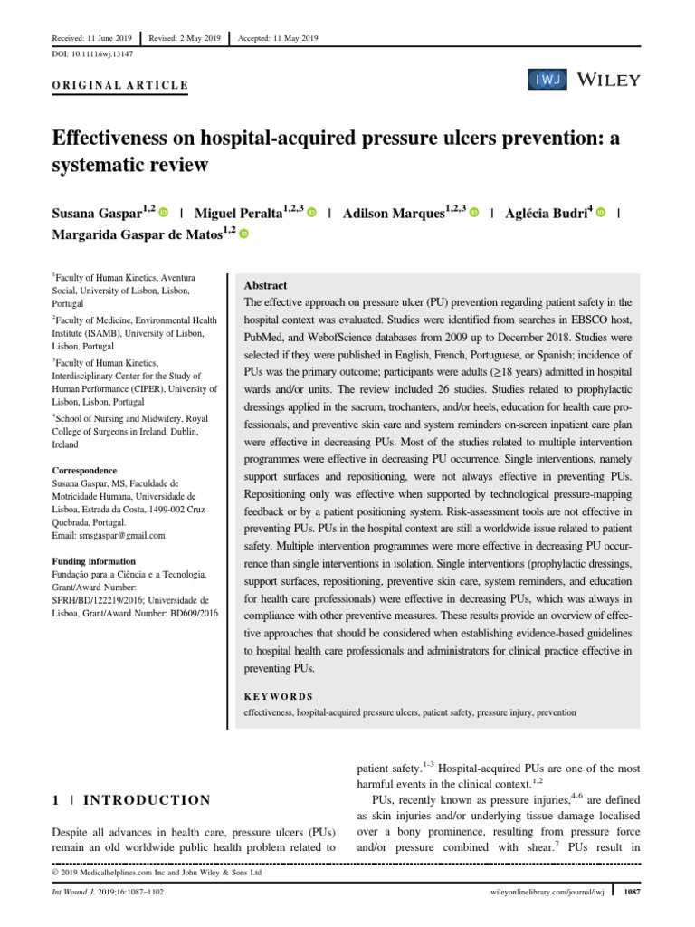 International Wound Journal 2019 Gaspar Effectiveness On Hospital