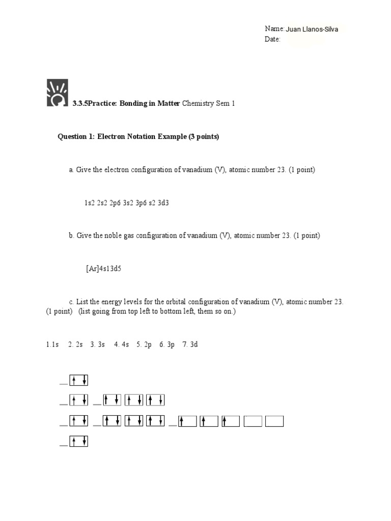 Bonding in Matter: Practice Questions | PDF | Chemical Bond ...