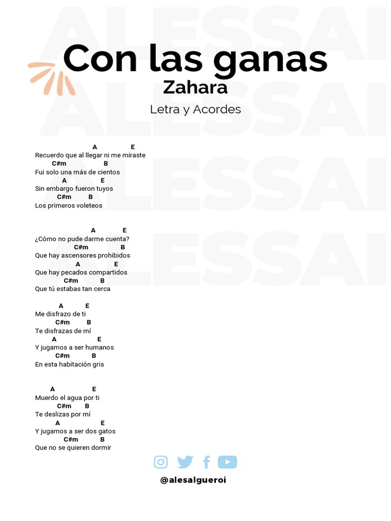 Con Las Ganas Zahara (Letra y Acordes Ukulele) PDF