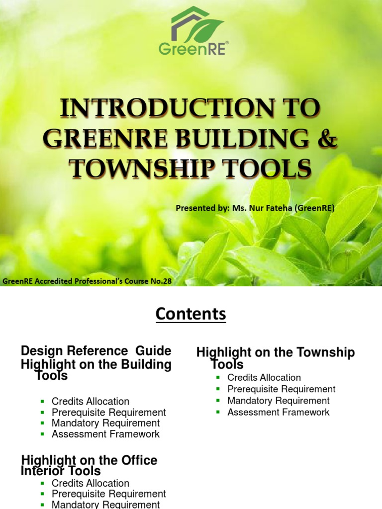 3 Introduction To Greenre Building & Township Tools PDF Air