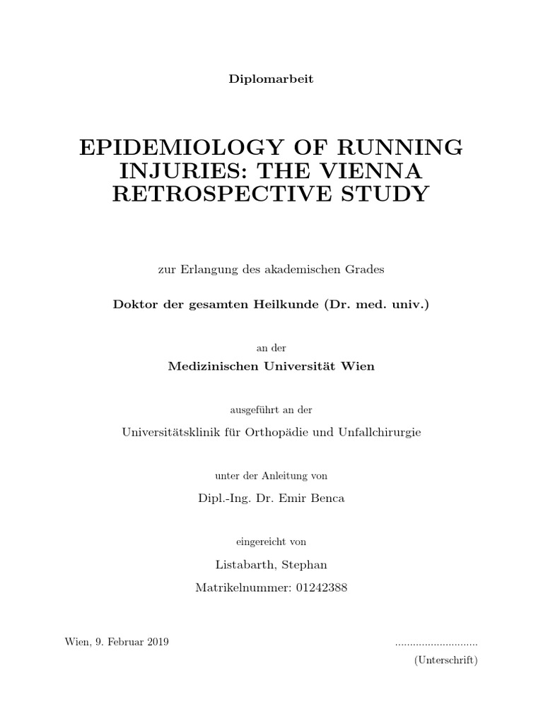 Epidemiology of Running Injuries The Vienna Retrospective Study PDF