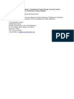 Feasibility Study of Acceptance Commitment Group Therapy On Social Anxiety Symptom Reduction in Low Self-Esteem College Students