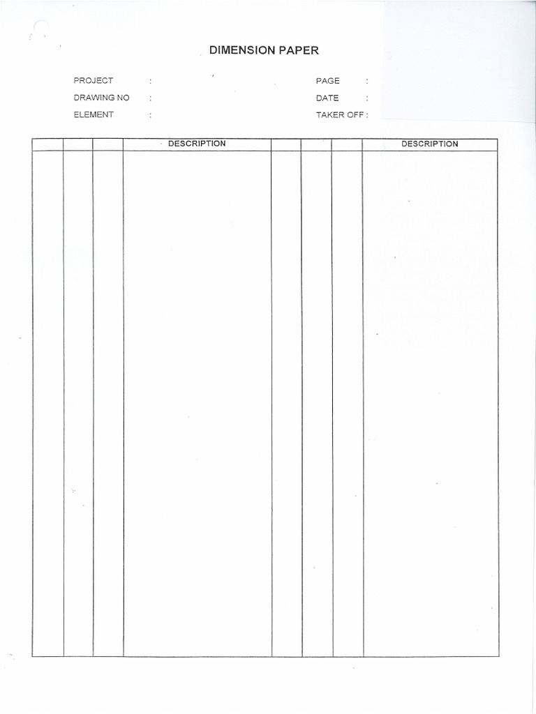 Dimension Paper For Quantity Surveying | PDF