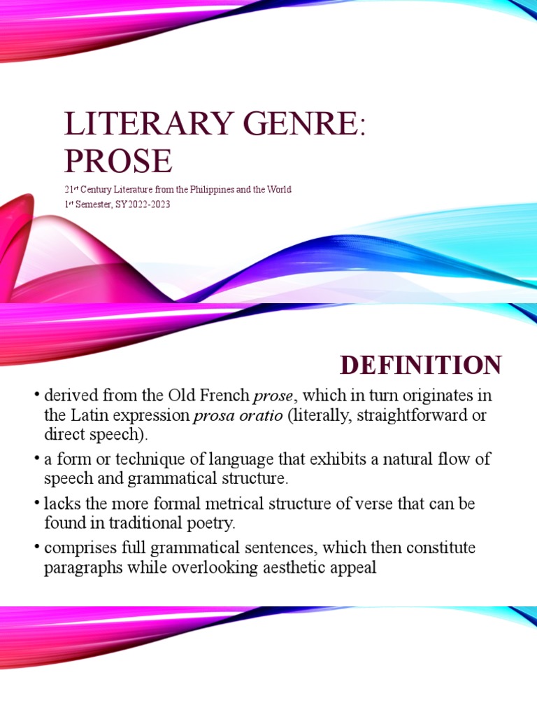 Q1W1 Literary Genre Prose PDF Novella Narration