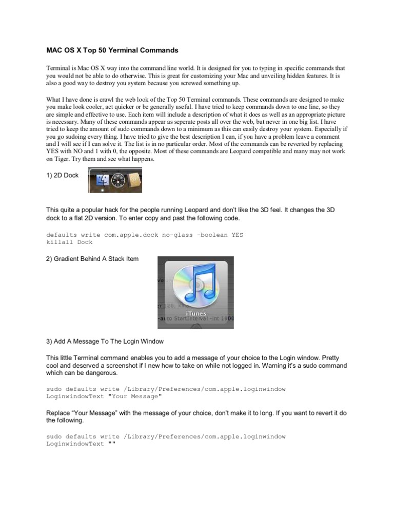 MAC OS X Top 50 Terminal Commands | PDF | Finder (Software) | Safari ...