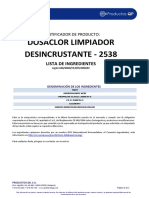 Li2538 - Lista Ingredientes Dosaclor Limpiador Desincrustante