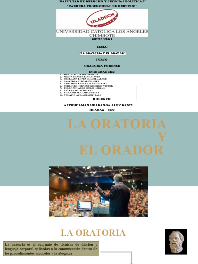 La Oratoria y su Importancia Jurídica | PDF | Hablar en público | Cognición