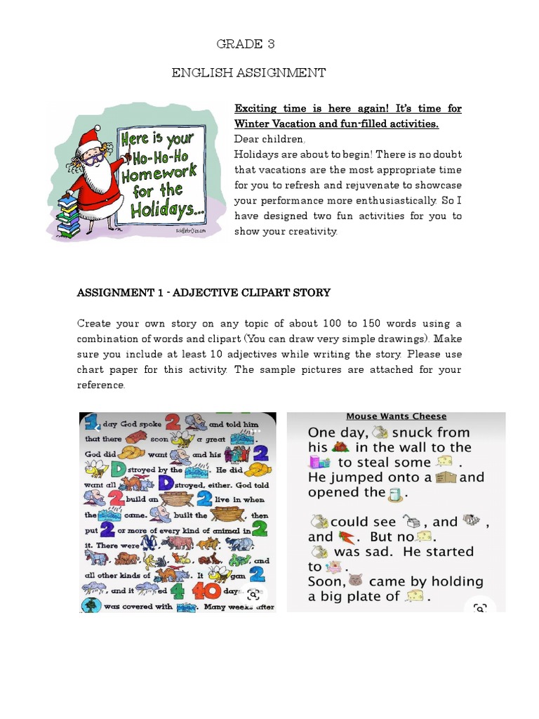 Grade 3 English Assignment | PDF