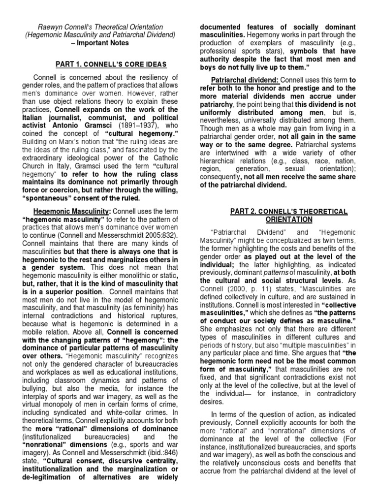 Hegemonic Masculinity and Patriarchal Dividend | PDF | Masculinity | Gender