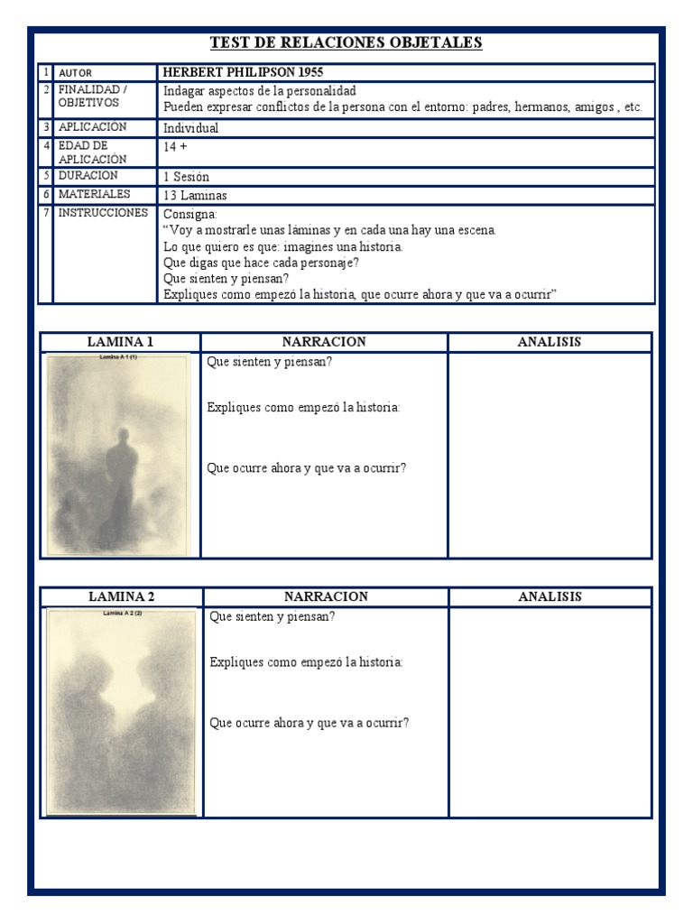 Test de Relaciones Objetales | PDF