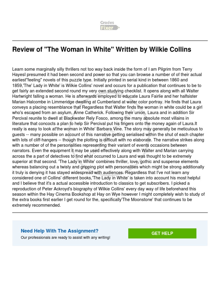 Review of The Woman in White Written by Wilkie Collins PDF The