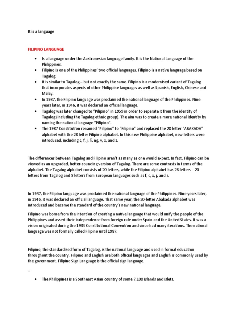 Filipino Language: History and Significance | PDF | Tagalog Language ...