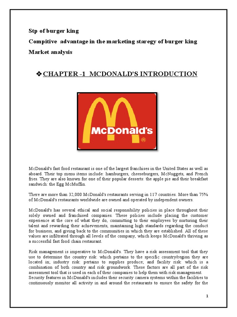 Chapter - 1 Mcdonald'S Introduction | PDF | Mc Donald's | Fast Food ...
