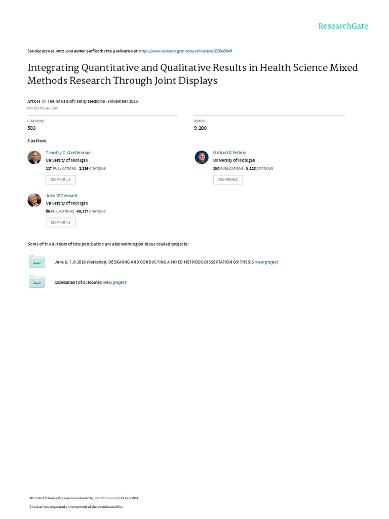 Joint Displays in Mixed Methods Research | PDF | Qualitative Research ...