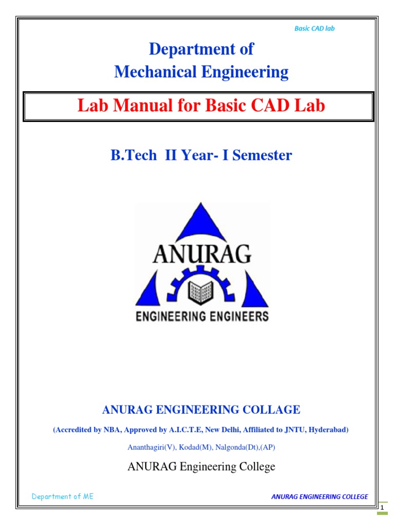 Ii B.tech Cad Cam Lab | PDF | Angle | Auto Cad