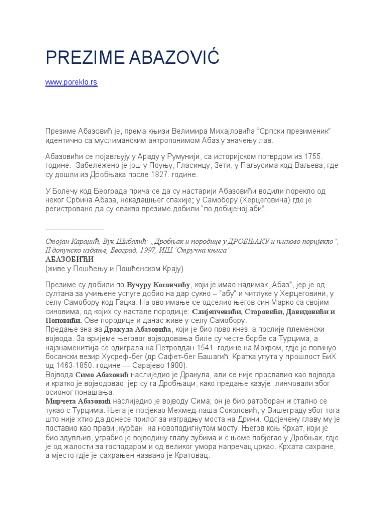 Prezime Abazović | PDF