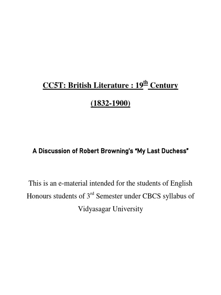 My Last Duchess | PDF | Irony | Poetry