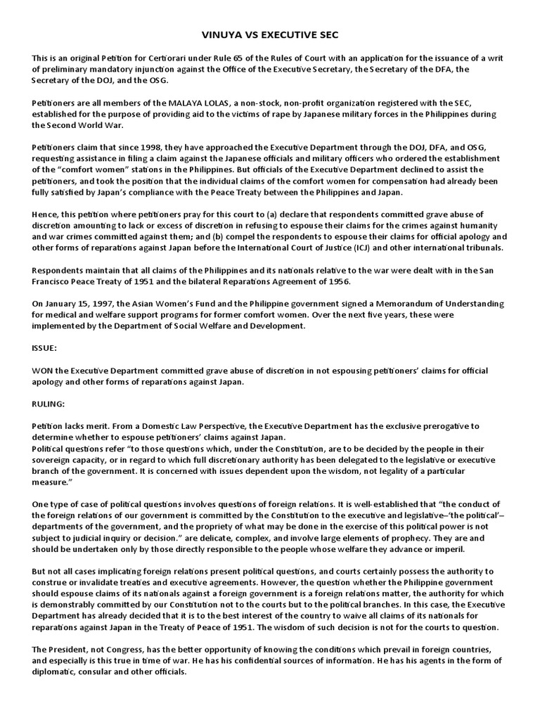 Vinuya vs executive sec pdf