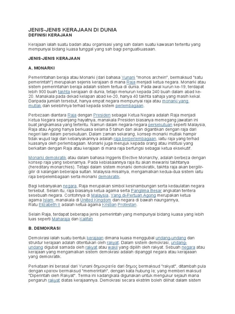 JENIS Kerajaan Di Dunia | PDF