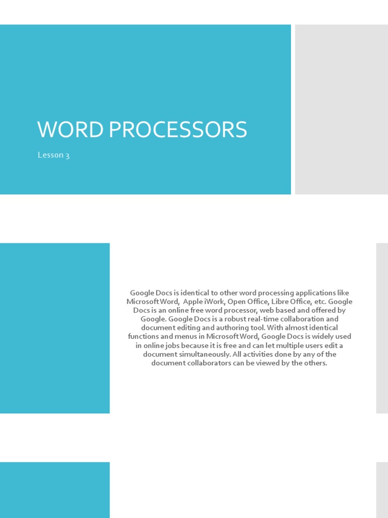 LESSON 3 - Word Processors | PDF | Computer Science | Intellectual Works