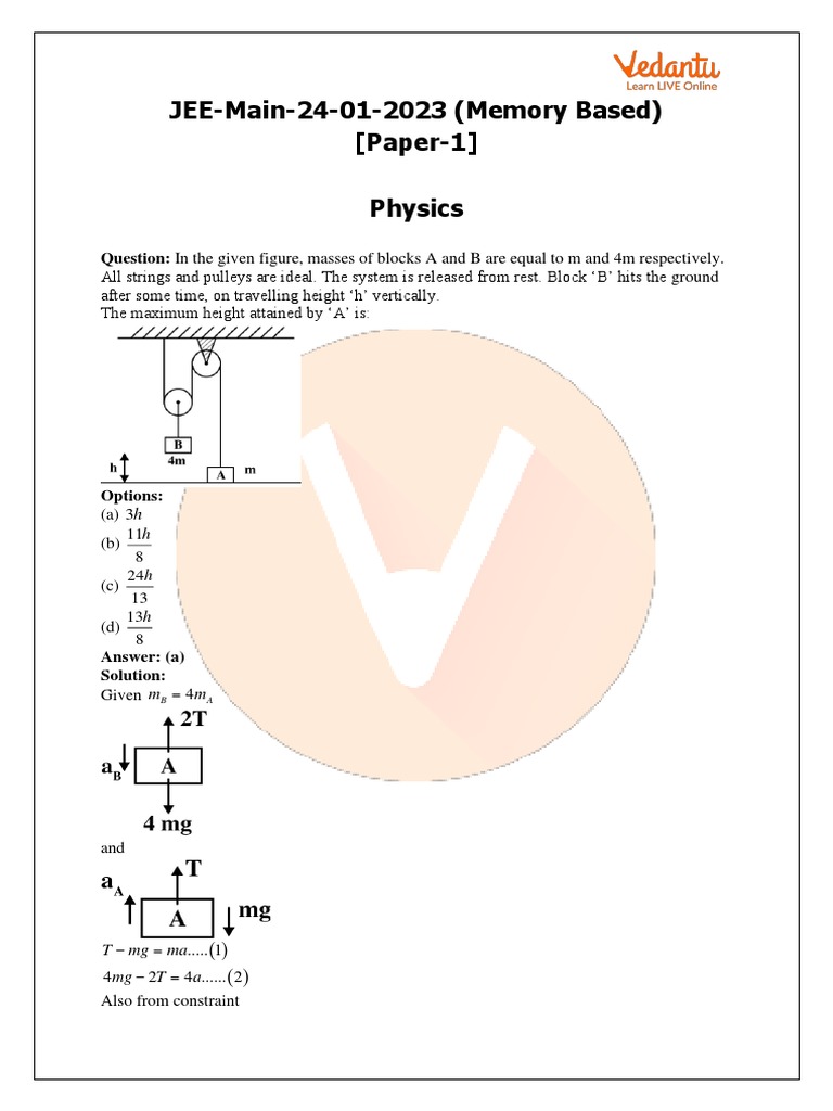 Jee main 24 january memory based shift 1 pdf acid dissociation