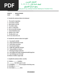 Soal Bahasa Inggris Pondok Pesantren