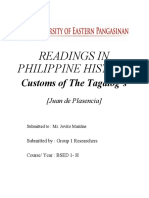 Customs of The Tagalogs Evaluation Paper