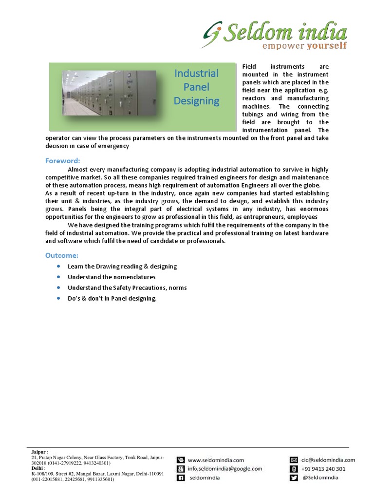 Industrial Panel Design Training Course | PDF | Automation | Electricity