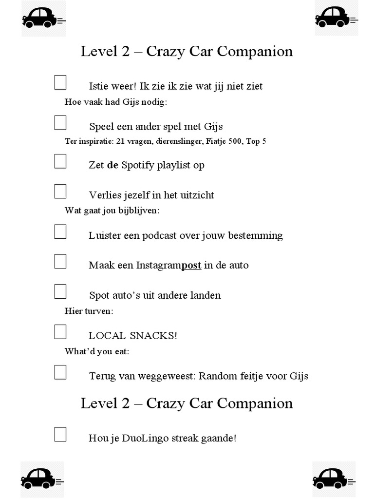 Level 2 Crazy Car PDF