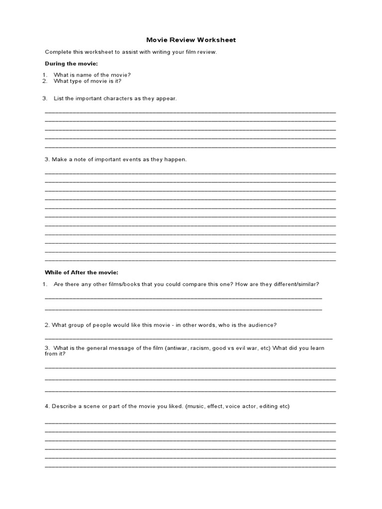 REVIEW TEXT While Watching Worksheet PDF