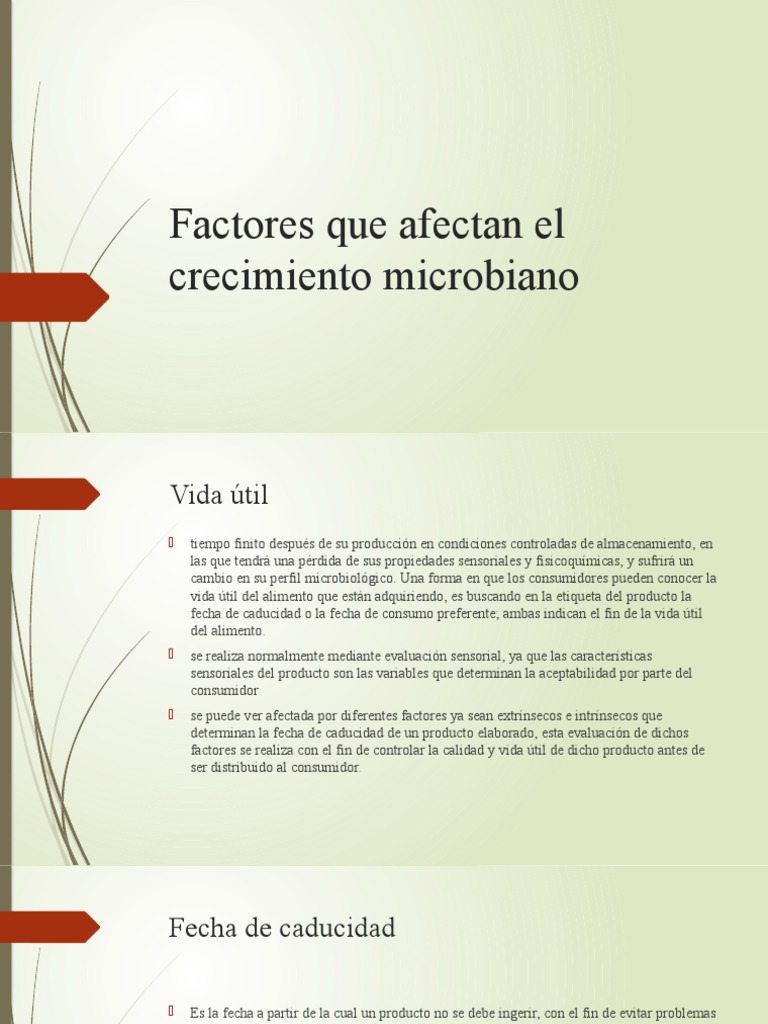 Factores Que Afectan El Crecimiento Microbiano | PDF | Alimentos ...