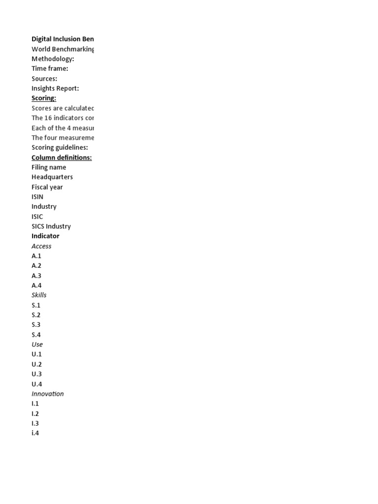 Digital Inclusion Benchmark Detailed Scoring Sheet 2021 PDF