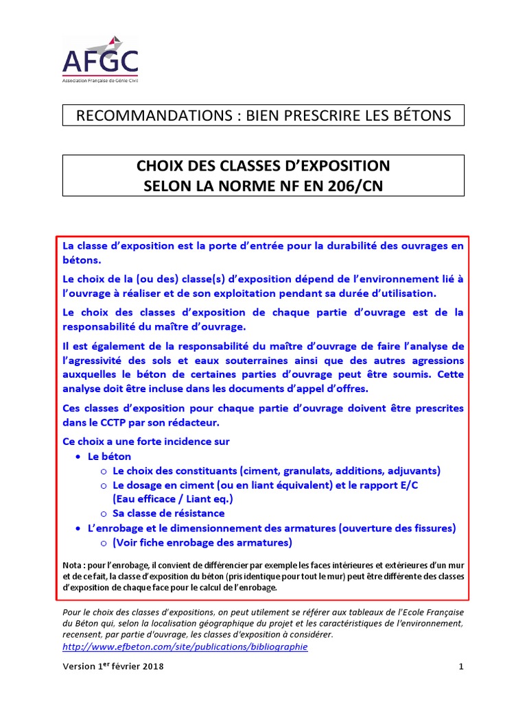 Choix des classes d'exposition béton | PDF | Béton | Béton armé