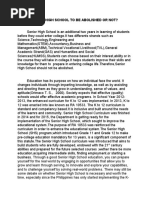 Senior High School To Be Abolished or Not - 1