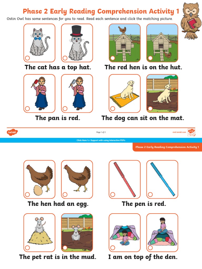 Interactive PDF Phase 2 Early Reading Comprehension Activity1 | PDF