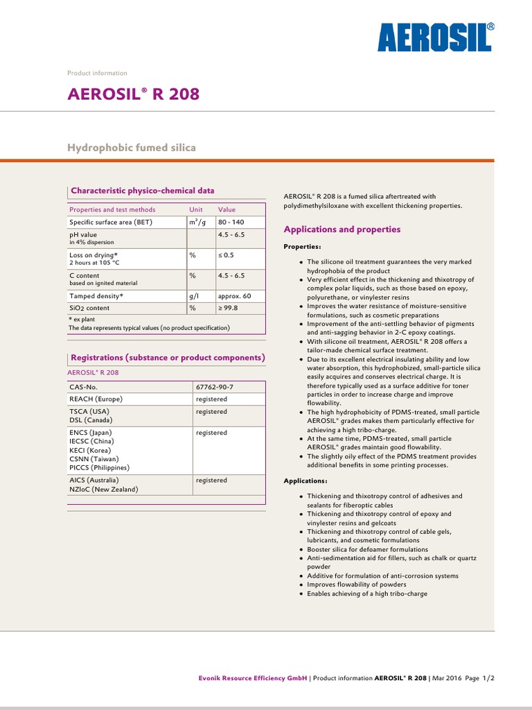 Aerosil R 208 PDF Epoxy Silicone