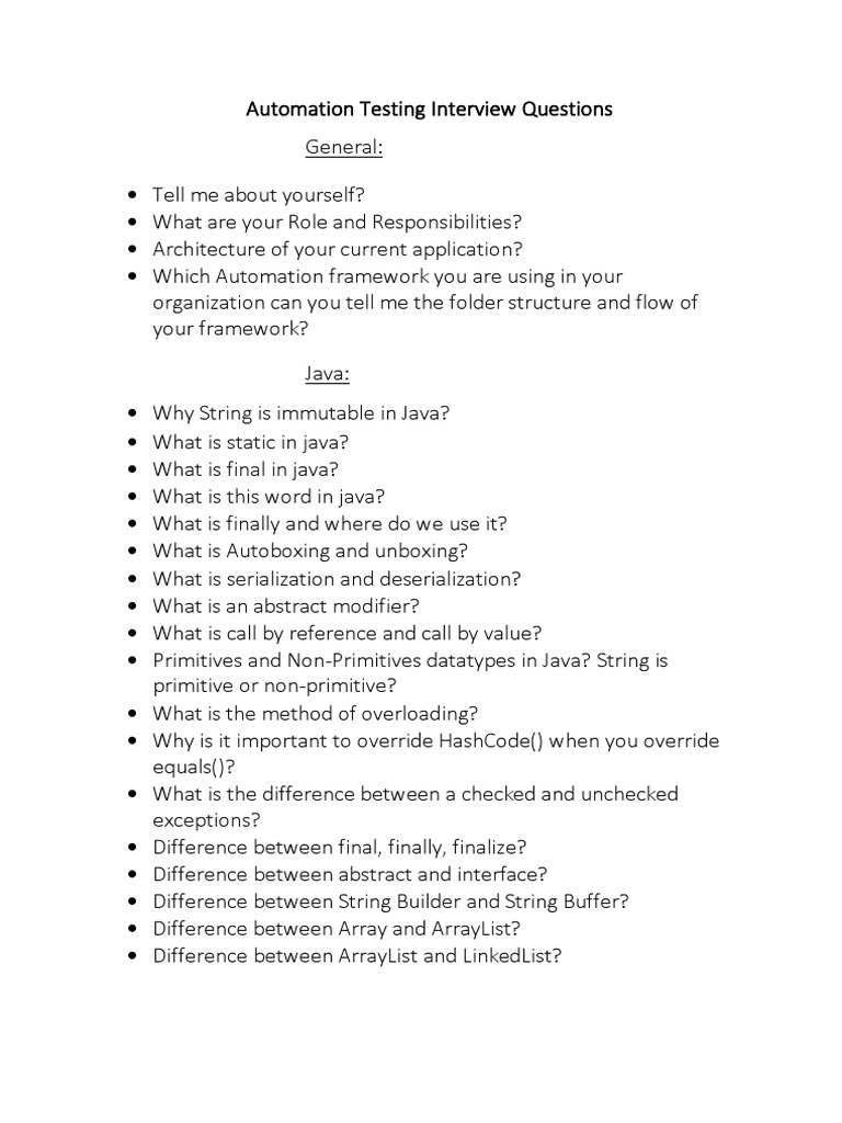 Automation Ques Guide | PDF | Method (Computer Programming) | Class ...