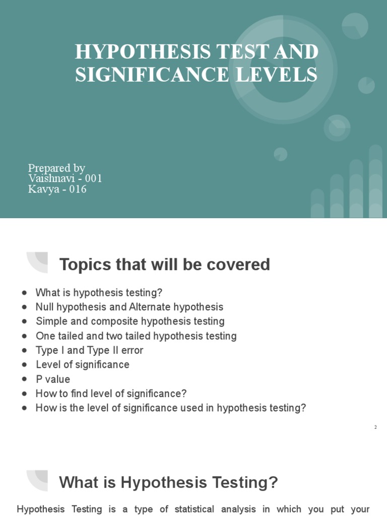 Hypothesis Test and Significance Level | PDF | P Value | Statistical ...