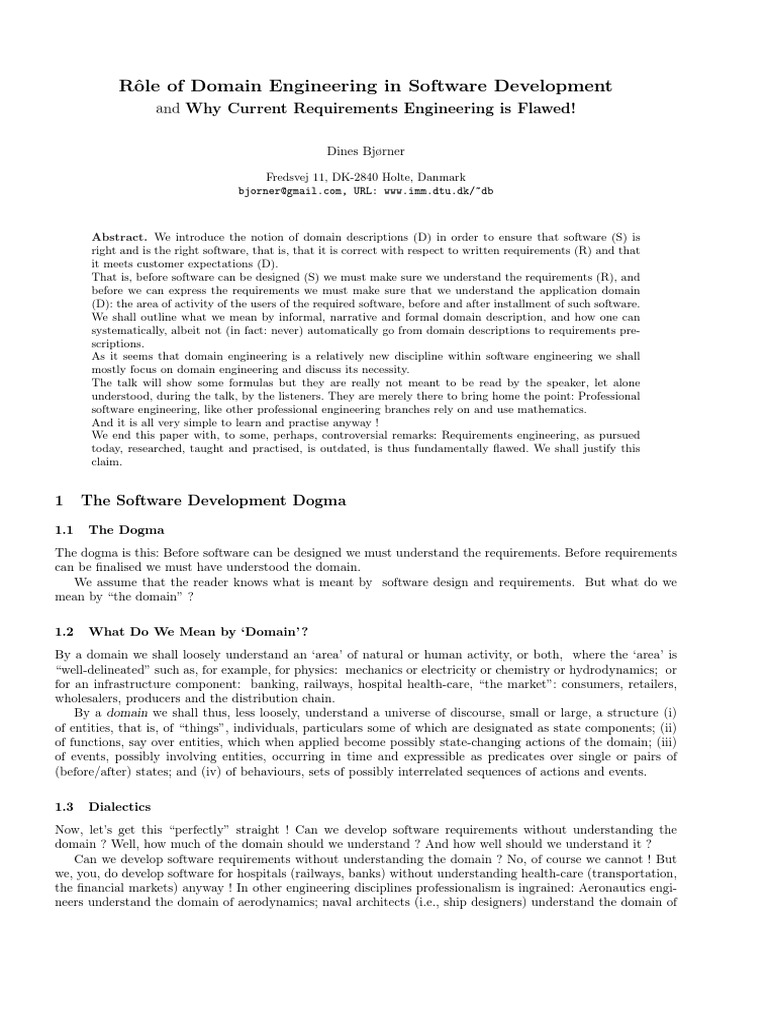 Domain Engineering in Software Development | PDF | Specification ...