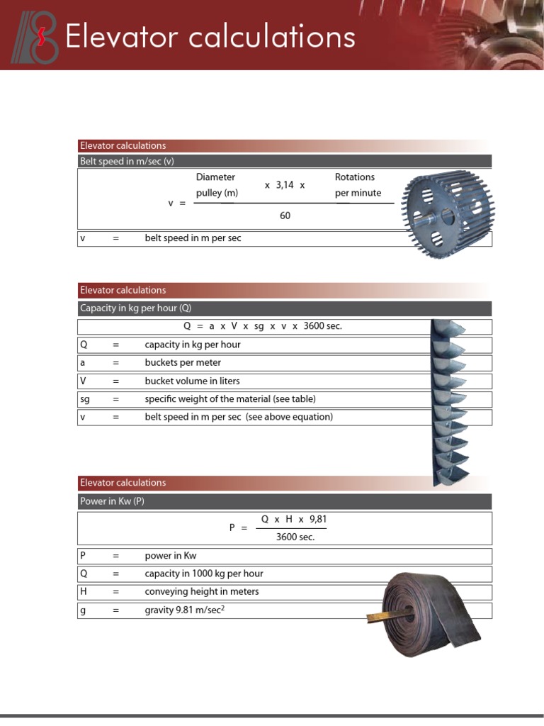 Bucket Elevator Capacity Calculations | PDF | Lime (Material) | Cement