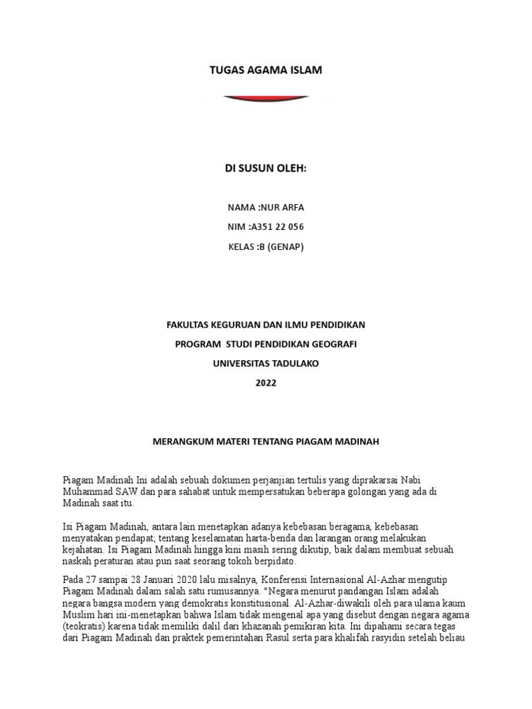 Agama Islam Piagam Madinah | PDF