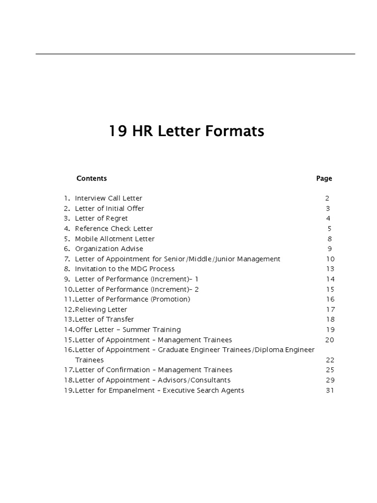19 Free HR Letter Formats | PDF | Pension | Employment