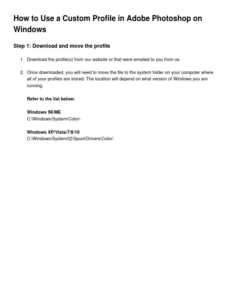 How To Install ICC Profile in Photoshop On Windows | PDF | Adobe ...