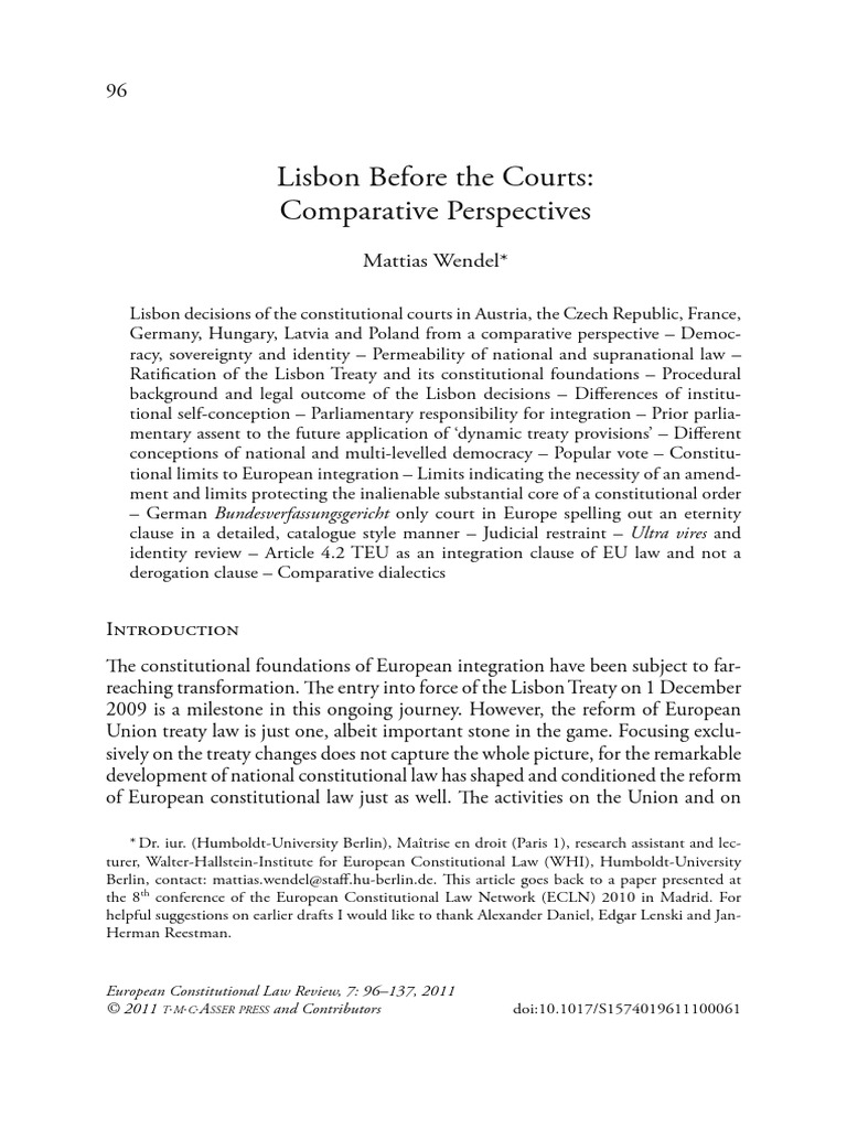 Lisbon Before The Courts Comparative Perspectives PDF European