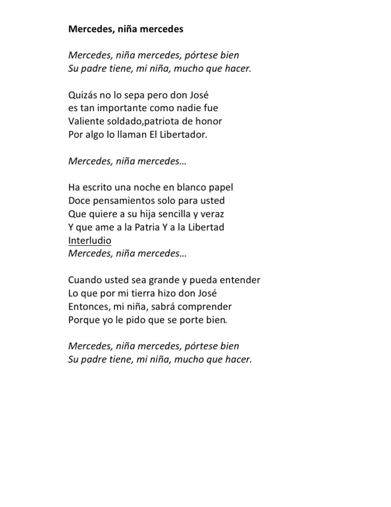 Canciones de Mercedes y Letras | PDF