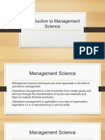 Introduction To Management Science - Operations Management
