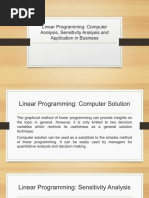 Linear Programming - Comp Solution - Sensitivity Analysis - Application To Business