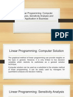 Linear Programming - Comp Solution - Sensitivity Analysis - Application To Business