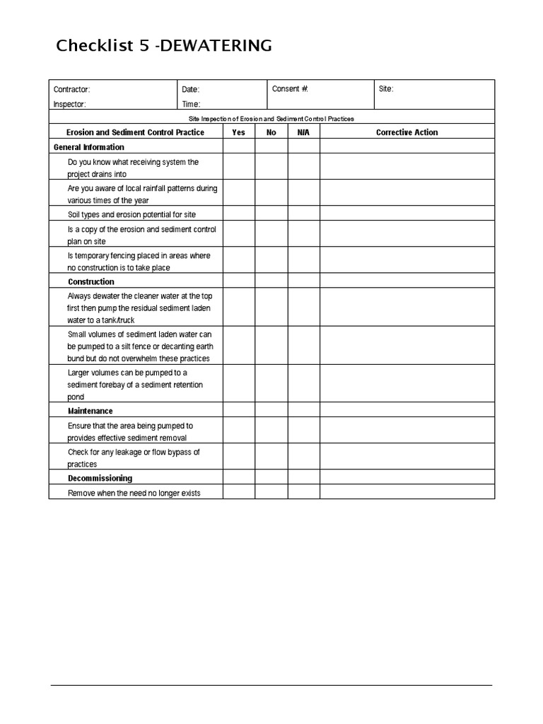 Checklist 5 DeWatering PDF